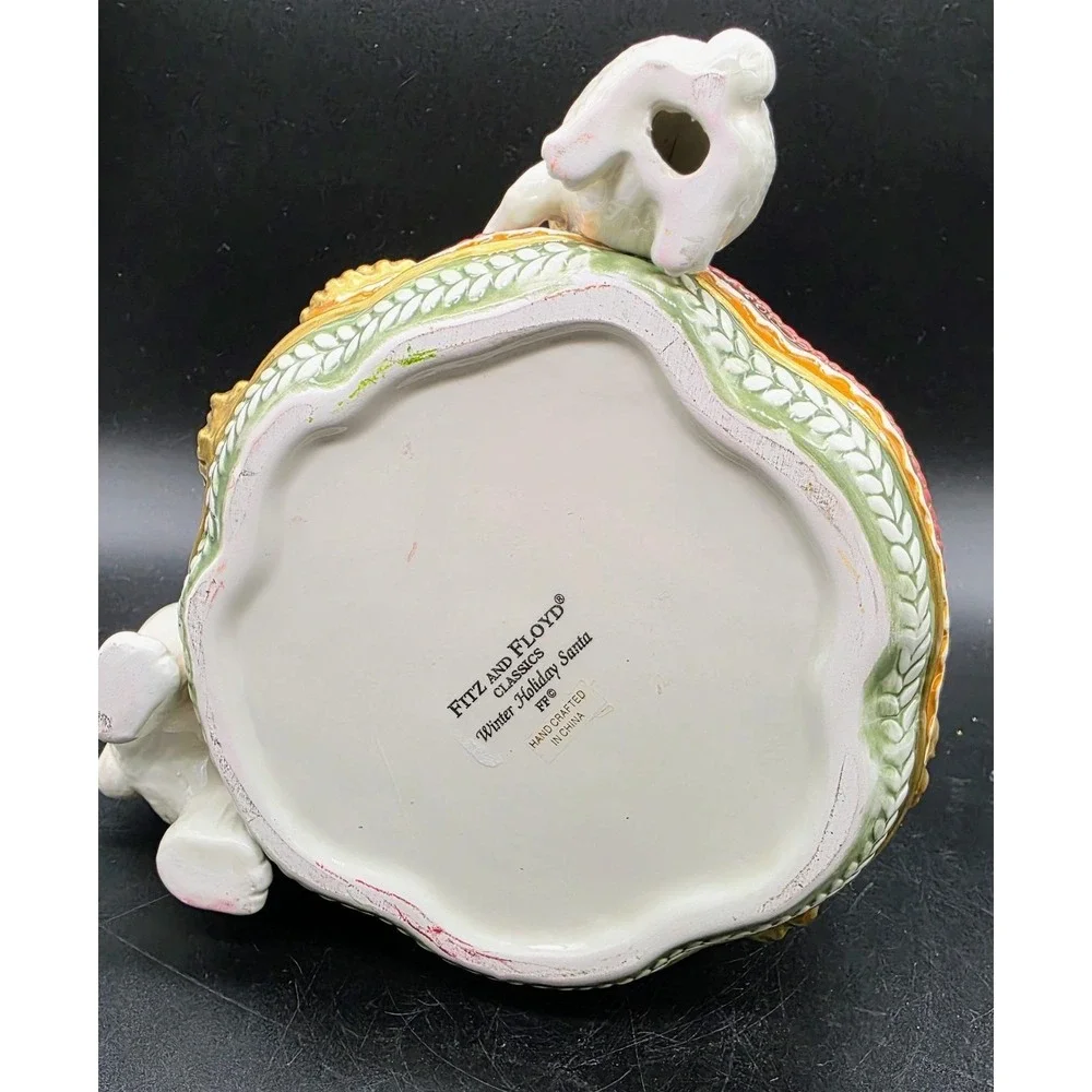2003 Fitz & Floyd Christmas Sandy Tidbit Dish Candy Bowl Bear‎ Rabbit 9